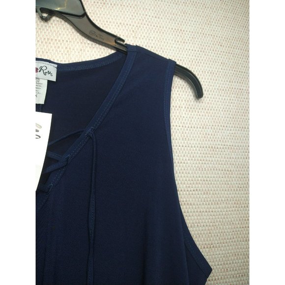 Plus Size Long Length Navy Blouse Size 3X with front v neck ties - Picture 3 of 6